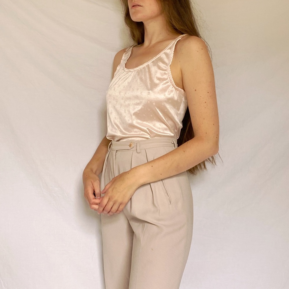 SOLD VTG 70s Shadow Line Subtle Floral “Silky” Top